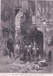 大疫病：ロンドンAD 1665の路上でのシーン